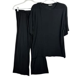 Shop Stevie Black Lounge Set Short Sleeve Top & Pants Sweatpants Size S/M